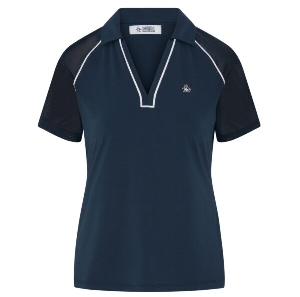 Original Penguin V-Neck Mesh Block Golf Polo Damen
