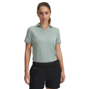 Under Armour UA Drive Rib Kurzarm-Polo Damen L salbeigrün/schwarz