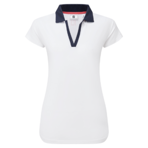 Footjoy Cap Sleeve Print Trim Lisle Polo Damen